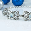 925 Sterling Silver Filigree Art Blue Topaz Gemstone Butterfly Link Bracelet