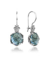 Filigree Art Blue Topaz Gemstone Women Sterling Silver Drop Earrings