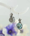 Filigree Art Blue Topaz Gemstone Women Sterling Silver Drop Earrings