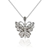 925 Sterling Silver Filigree Art Butterfly Pendant Necklace