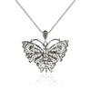 925 Sterling Silver Filigree Art Butterfly Design Pendant Necklace