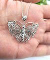 Filigree Art Butterfly Figured Women Silver Pendant Necklace - Filigranist Jewelry