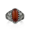 925 Sterling Silver Filigree Art Carnelian Gemstone Angel Cocktail Ring