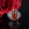 925 Sterling Silver Filigree Art Carnelian Gemstone Angel Cocktail Ring