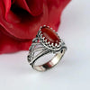 925 Sterling Silver Filigree Art Carnelian Gemstone Angel Cocktail Ring