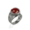 925 Sterling Silver Filigree Art Carnelian Gemstone Cocktail Women Ring
