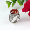 925 Sterling Silver Filigree Art Carnelian Gemstone Cocktail Women Ring