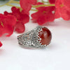 925 Sterling Silver Filigree Art Carnelian Gemstone Cocktail Women Ring