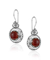 Sterling Silver Filigree Art Carnelian Gemstone Floral Drop Earrings