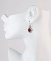 Sterling Silver Filigree Art Carnelian Gemstone Floral Drop Earrings