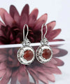 Sterling Silver Filigree Art Carnelian Gemstone Floral Drop Earrings