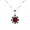 925 Sterling Silver Filigree Art Carnelian Gemstone Floral Pendant Necklace