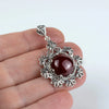 925 Sterling Silver Filigree Art Carnelian Gemstone Floral Pendant Necklace