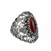 925 Sterling Silver Filigree Art Carnelian Gemstone Lace Cocktail Ring