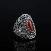 925 Sterling Silver Filigree Art Carnelian Gemstone Lace Cocktail Ring