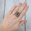 925 Sterling Silver Filigree Art Carnelian Gemstone Lace Cocktail Ring