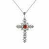 925 Sterling Silver Filigree Art Carnelian Gemstone Cross Design Pendant Necklace