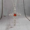 Filigree Art Carnelian Gemstone Silver Cross Design Women Pendant Necklace - Filigranist Jewelry