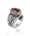 Sterling Silver Filigree Art Carnelian Gemstone Tulip Detailed Women Cocktail Ring