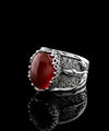 Sterling Silver Filigree Art Carnelian Gemstone Tulip Detailed Women Cocktail Ring