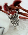 Sterling Silver Filigree Art Carnelian Gemstone Tulip Detailed Women Cocktail Ring