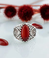 925 Sterling Silver Filigree Art Carnelian Gemstone Oval Cocktail Ring