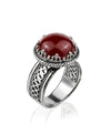 Sterling Silver Filigree Art Carnelian Gemstone Cocktail Ring