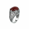 925 Sterling Silver Filigree Art Carnelian Gemstone Oval Dome Ring