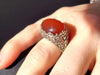 925 Sterling Silver Filigree Art Carnelian Gemstone Oval Dome Ring