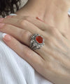 Filigree Art Carnelian Gemstone Women Statement Dome Ring - Filigranist Jewelry
