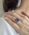 Sterling Silver Filigree Art Charoite Gemstone Tulip Detailed Women Cocktail Ring