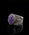 Sterling Silver Filigree Art Charoite Gemstone Tulip Detailed Women Cocktail Ring