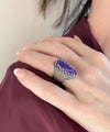 Sterling Silver Filigree Art Charoite Gemstone Long Statement Ring