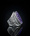 Sterling Silver Filigree Art Charoite Gemstone Long Statement Ring