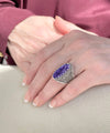 Sterling Silver Filigree Art Charoite Gemstone Long Statement Ring