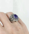 Filigree Art Charoite Gemstone Women Statement Dome Ring
