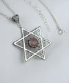 Filigree Art Cherry Quartz Gemstone Star of David Women Silver Pendant Necklace