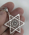 Filigree Art Cherry Quartz Gemstone Star of David Women Silver Pendant Necklace