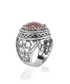 Sterling Silver Filigree Art Cherry Quartz Gemstone Women Bold Ring