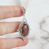 Filigree Art Cherry Quartz Gemstone Women Silver Oval Pendant Necklace - Filigranist Jewelry