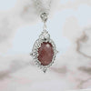 Filigree Art Cherry Quartz Gemstone Women Silver Oval Pendant Necklace - Filigranist Jewelry