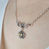 925 Sterling Silver Filigree Art Citrine / Blue Quartz Heart to Heart Choker Necklace