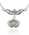 925 Sterling Silver Filigree Art Citrine / Blue Quartz Heart to Heart Choker Necklace