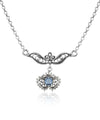 925 Sterling Silver Filigree Art Citrine / Blue Quartz Heart to Heart Choker Necklace