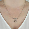 925 Sterling Silver Filigree Art Citrine / Blue Quartz Heart to Heart Choker Necklace