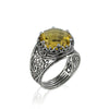 925 Sterling Silver Filigree Art Citrine Gemstone Cocktail Women Ring