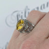925 Sterling Silver Filigree Art Citrine Gemstone Cocktail Women Ring