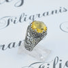 925 Sterling Silver Filigree Art Citrine Gemstone Cocktail Women Ring