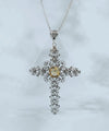 Filigree Art Citrine Gemstone Silver Cross Design Women Pendant Necklace