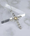 Filigree Art Citrine Gemstone Silver Cross Design Women Pendant Necklace